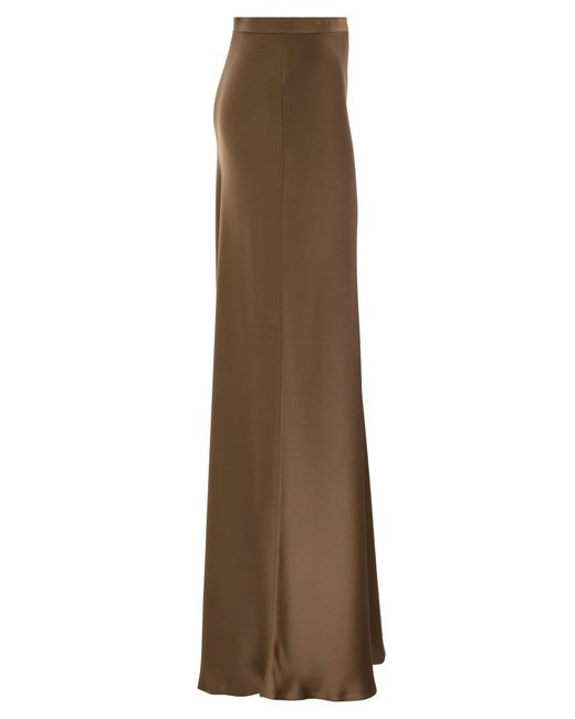 Max Mara Brown Rimini fließender Rock in Envers Satin