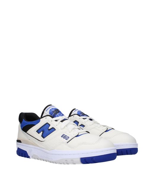 New Balance Blue Sneakers 550 Uomo Pelle Bianco/Blu for men