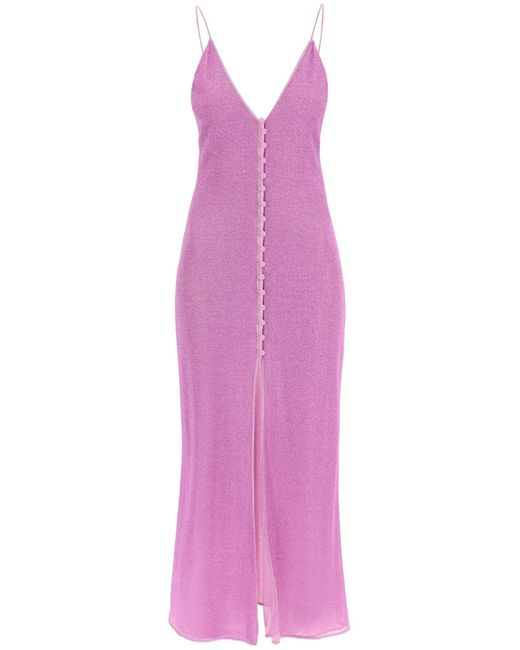 Oseree Purple Lurex strickte Midi Kleid in