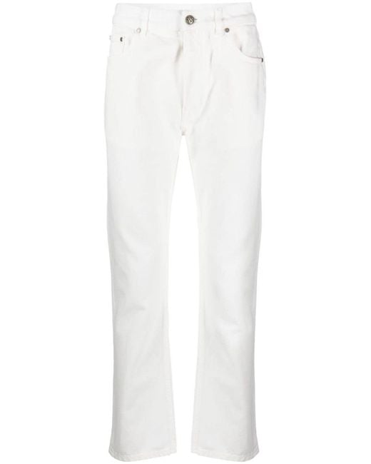 Palm Angels White Logo-Embossed Straight Jeans for men