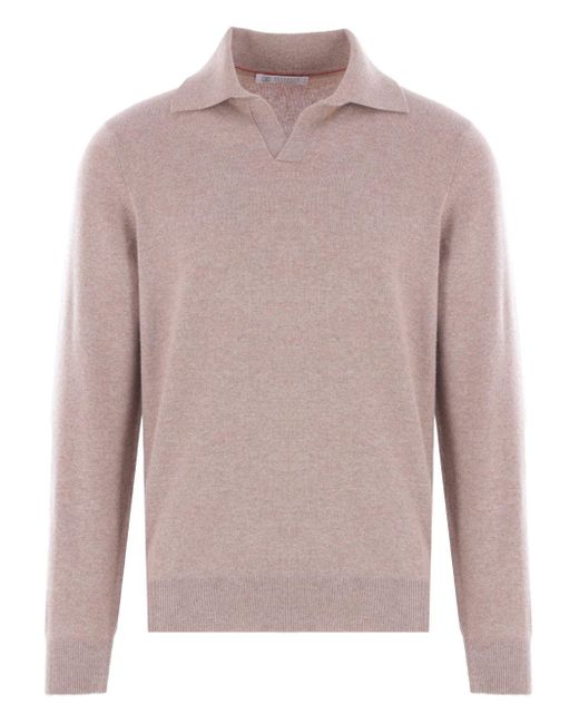 T Camicie E Polos Marroni di Brunello Cucinelli in Pink da Uomo