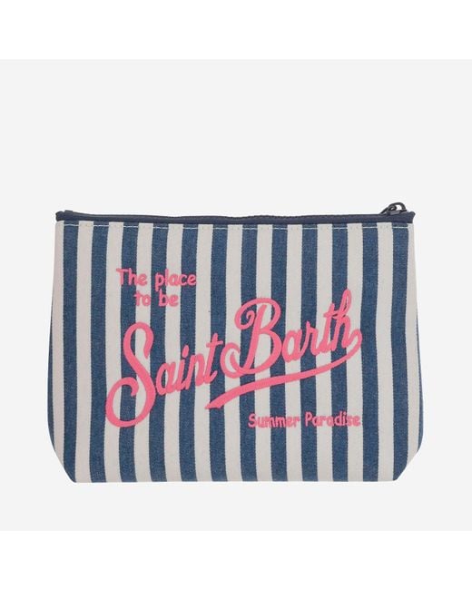 Sac d'embrayage en tissu avec logo Mc2 Saint Barth en coloris White