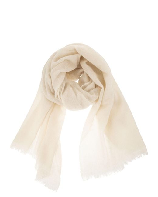 Fabiana Filippi White Wool And Cashmere Scarf With Metallic Details