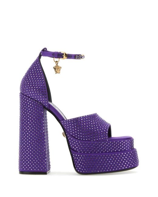 Versace Purple Satin Medusa Aevitas Sandals for men