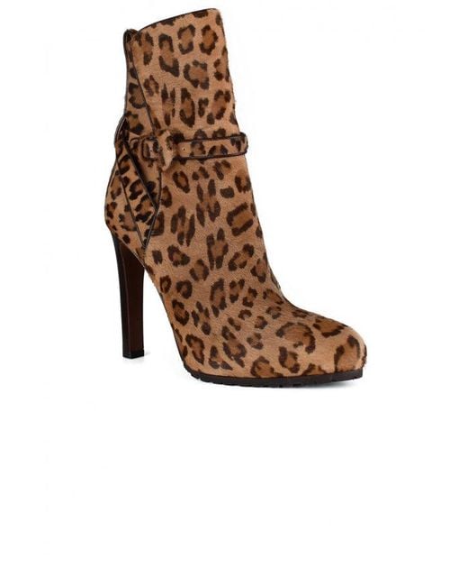 Ralph Lauren Brown Leopard Print Cowhide Ankle Boots