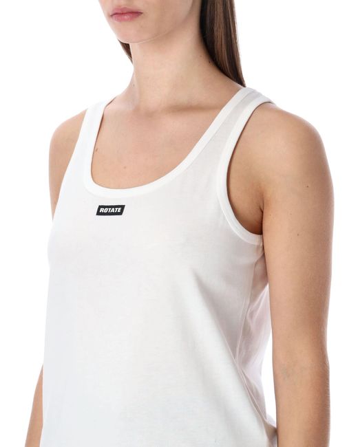 ROTATE BIRGER CHRISTENSEN White Rotate Ruffle-Hem Cotton Tank Top