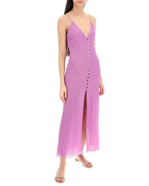 Oseree Purple Lurex strickte Midi Kleid in