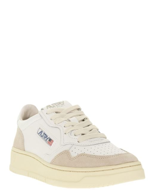 Autry White Medalist Low - Leather And Suede Sneakers