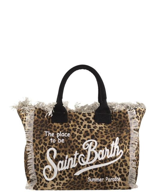 Mc2 Saint Barth Metallic Vanity Canvas Bag With Animal Prints
