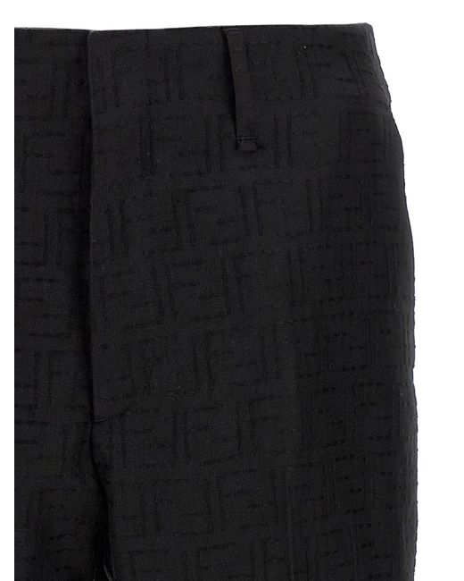 Fendi Black Ff Jacquard Pants for men
