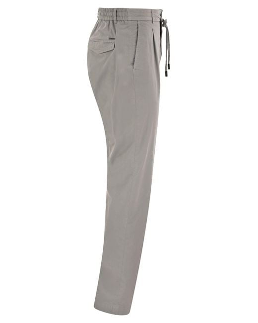 Stretch cotton gabardine jogger Peserico pour homme en coloris Gray