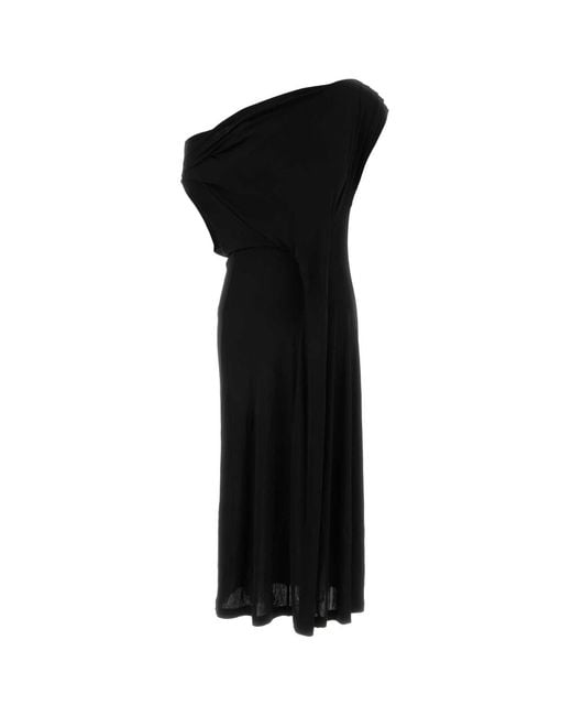 Co. Black Draped Off Shoulder Jersey Dress