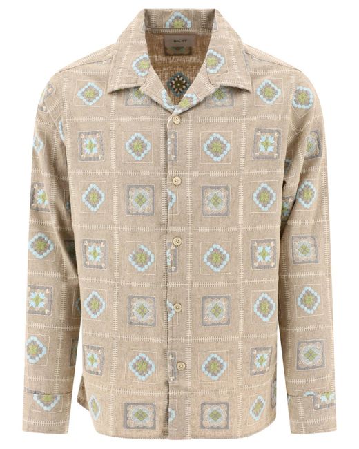 NN07 Natural "Julio" Embroidered Shirt for men