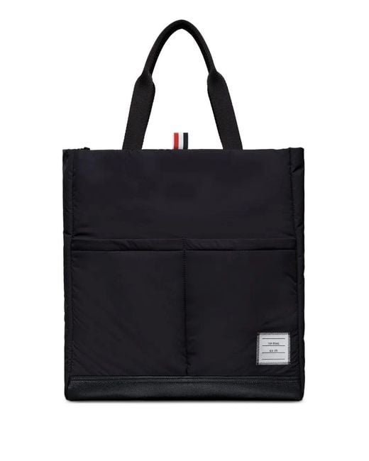 Thom Browne Black Poly Twill Pocket Tote Bag