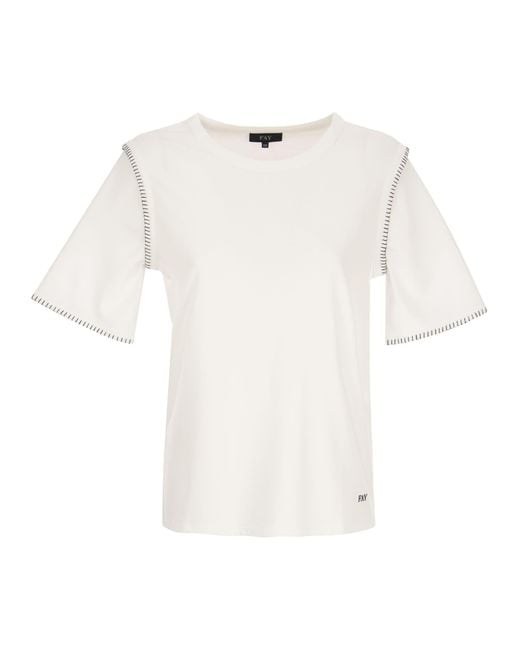 Camisa de con costuras de contraste Fay de color White