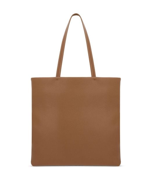 Prada Brown Triangle Logo Leather Tote Bag