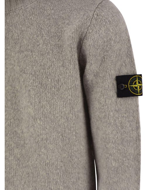 Stone Island Round Neck Jumper Met Gaasachtige Textuur in het Gray
