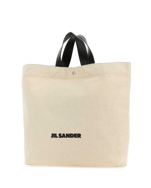 Jil Sander Natural Sand Canvas Flat Shopping Bag