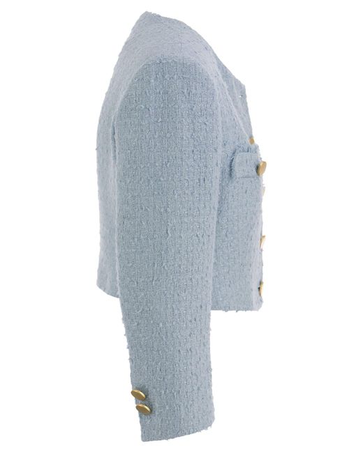Rosy Cropped Tweed Chaqueta Tagliatore de color Blue