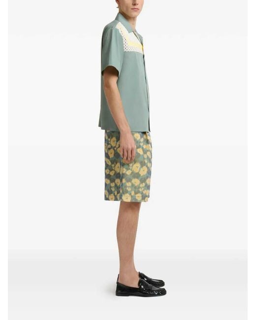 Marni Green Floral Pleated Shorts for men