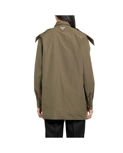 Prada Green Poplin Tie-detail Shirt
