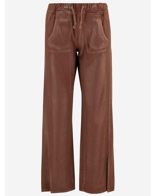 DON'T @ ME Brown Cotton Trousers With Drawstring