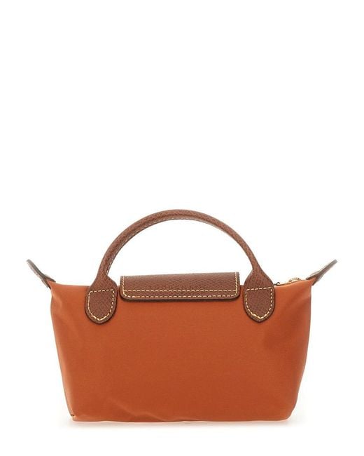 Longchamp Brown Le Pliage Clutch Bag With Handle