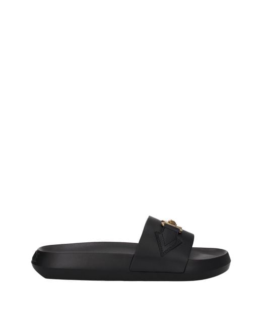 Versace Black Medusa Biggie Slippers And Clogs Leather