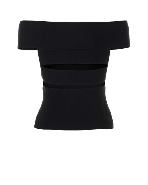 McQueen Black Off-Shoulder Sliced Mini Top