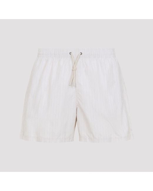Canali White Polyester Swim Shorts