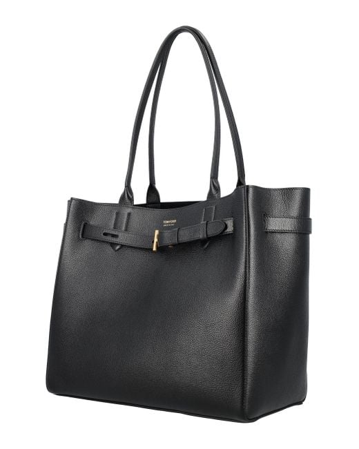 Tom Ford Black Logo Ledereinkaufstasche