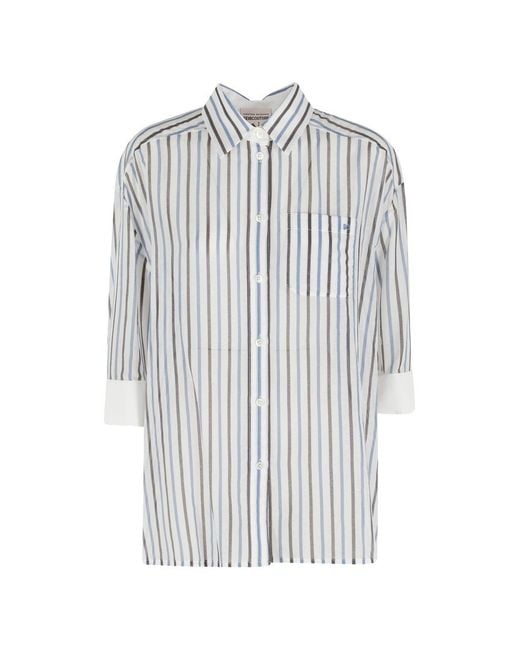Semicouture White Gracia Striped Cotton Shirt