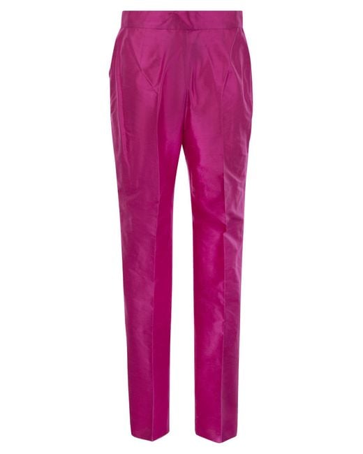Pantaloni di seta dritta di Max Mara Valanga di Max Mara Studio in Pink