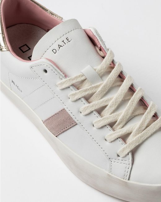 Date White DATUM. Sneaker Hill Low -Kalb Weiß/Platin