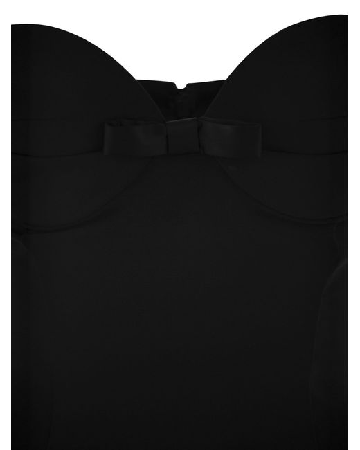 Elisabetta Franchi Crêpe Midi -jurk Met Bogen in het Black