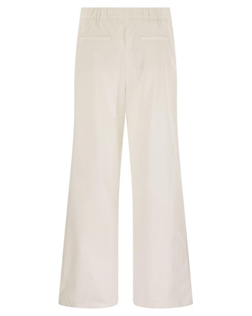 Herno White Resort Cotton Trousers With Drawstring