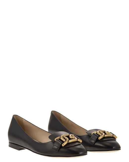 Tod's Black Leder Ballerina mit Accessoire