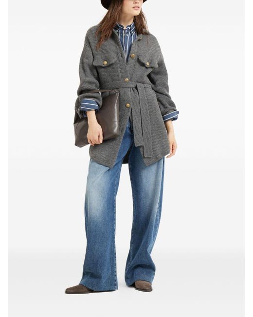 Brunello Cucinelli Gray Wool And Cashmere Cardigan