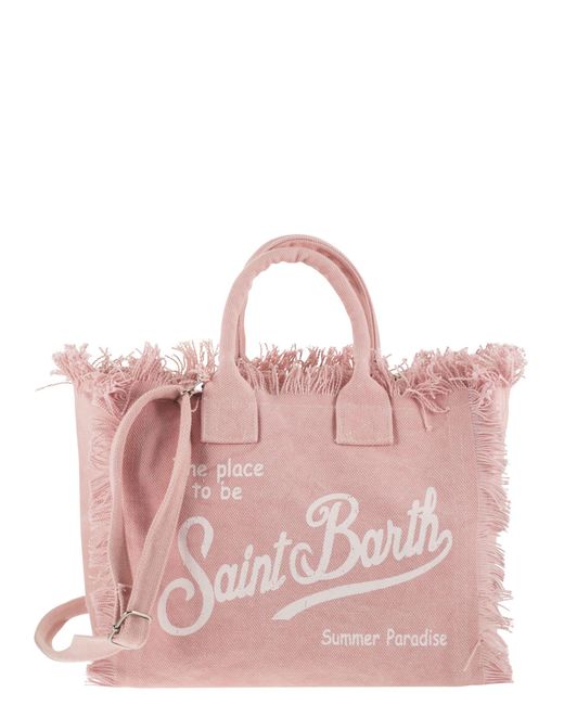 Mc2 Saint Barth Pink Colette Fringed Canvas Bag