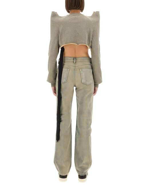Rick Owens Gray Cropped Tecsweat" Sweatshirt