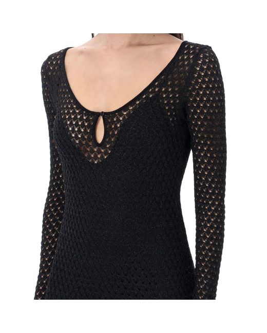 Tom Ford Black Lurex Crochet Maxi Dress