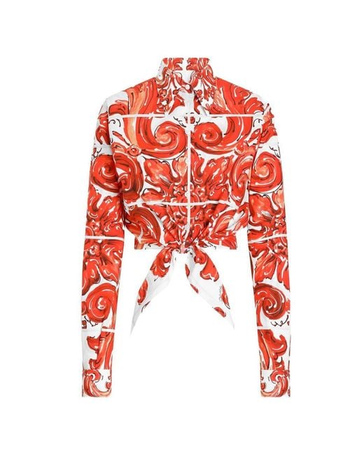 Dolce & Gabbana Red Dolce & Gabbana Majolica Print Shirt