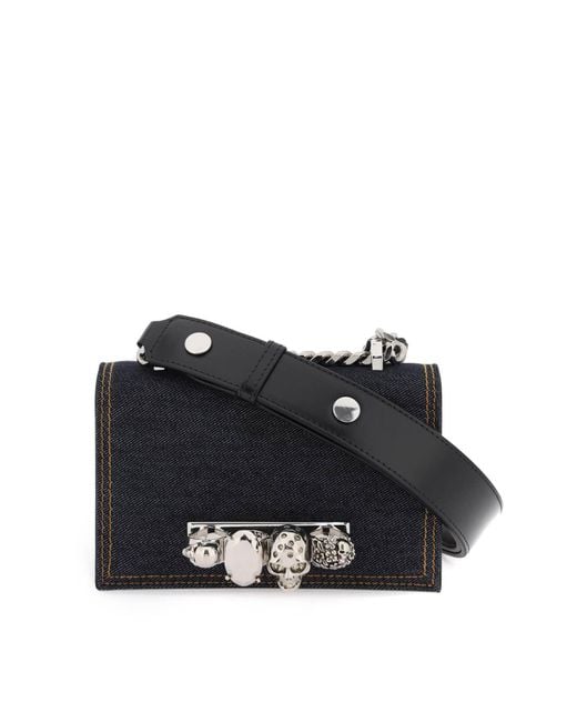 Mini 'Jeweled Satchel' Bolsa Alexander McQueen de color Black