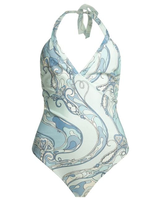 Emilio Pucci Blue "Orchidee" One-Piece Swimsuit