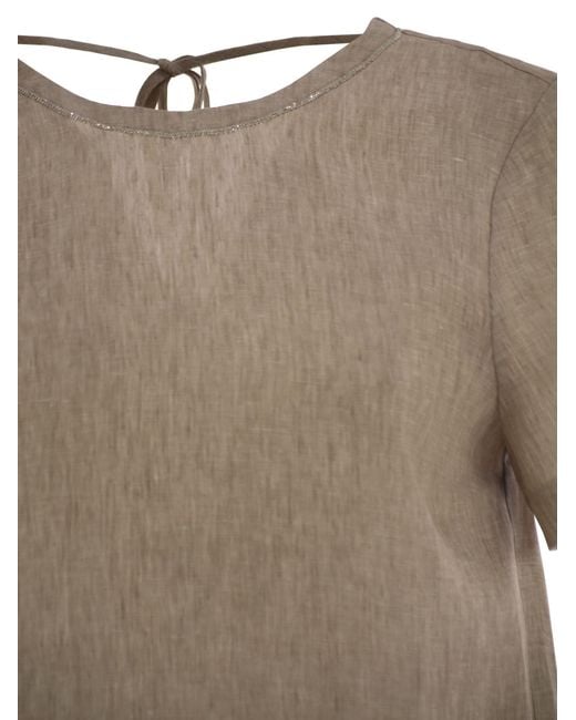 Peserico Peserio Linen Midi -jurk in het Natural