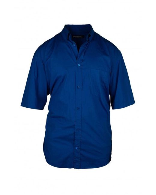 Balenciaga Electric Blue Cotton Shirt for men