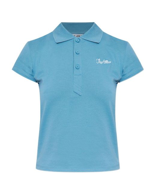 The Attico Poloshirt Met Geborduurd Logo in het Blue