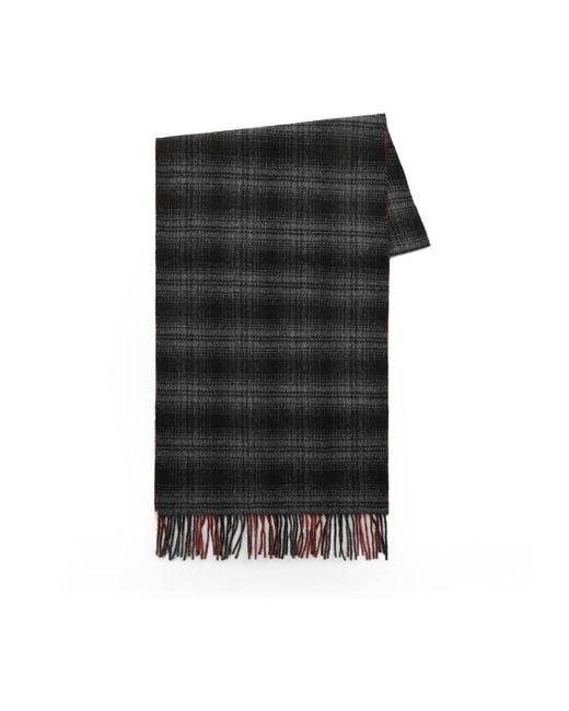Woolrich Black Double Wool Check Scarf for men
