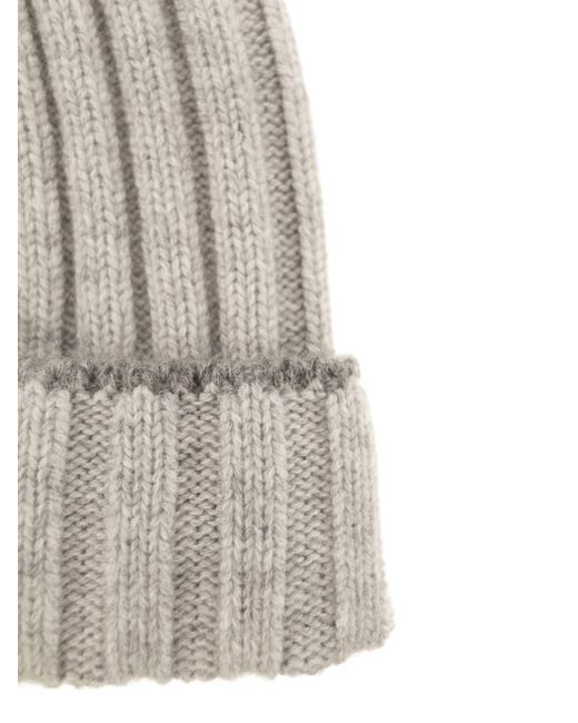 Brunello Cucinelli Natural English Rib Cashmere Knit Beanie for men