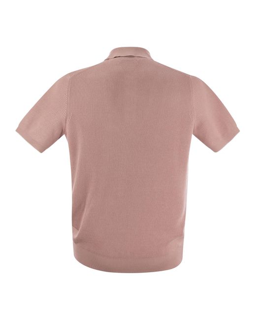 Brunello Cucinelli Gerippte Polo -Polo -Jersey in Pink für Herren